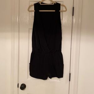 Black satin romper